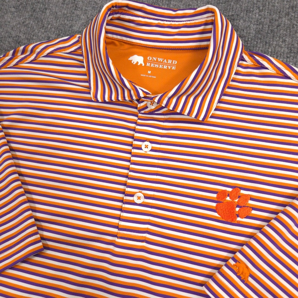 Onward Reserve Men's Orange Purple Striped Polo